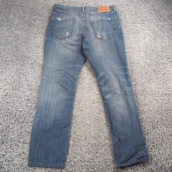 Levis 541 Jeans Mens 32X32 Blue Medium Wash Thrashed Casual Straight Stretch - Picture 2 of 10